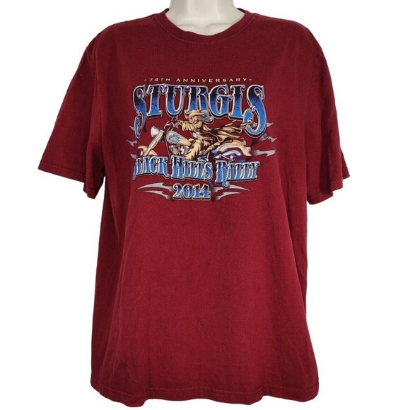 Jerzees Motorcycle Sturgis Ride T-Shirt Bike Rally Men Women Size M Red 2014 - Picture 1 of 6